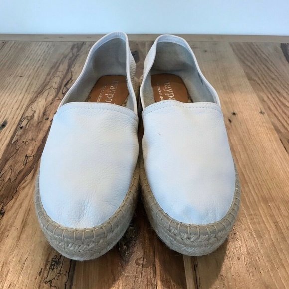 Maypol Espadrille Flat Shoes White Leather 8 - Picture 2 of 9